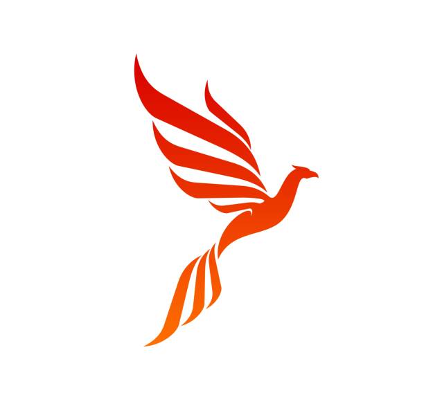 феникс, волшебная огненная птица, иконка или абстрактный символ - phoenix fire tattoo bird stock illustrations