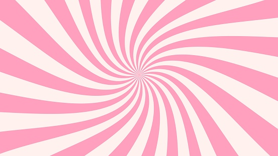 Strawberry ice cream pink swirl pattern, milk twist candy backdrop. Vector delightful ornament, resembling lollipop and caramel sweet confections with a whimsical spiral design. Whirlpool wallpaper
