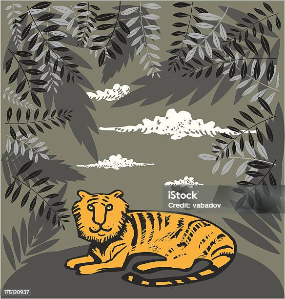 Lustiger Tiger Im Dschungel Stock Vektor Art und mehr Bilder von Aggression - Aggression, Baum, Blatt - Pflanzenbestandteile