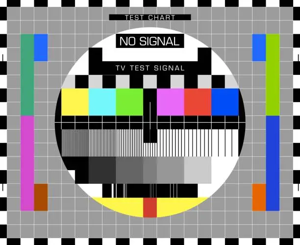 Vector illustration of TV signal test screen table, television broadcast