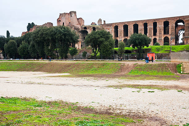 ncient Palatine and ground of Circus Maximus view of ancient Palatine and ground of Circus Maximus on Palatine Hill in Rome, Italy circo massimo stock pictures, royalty-free photos & images