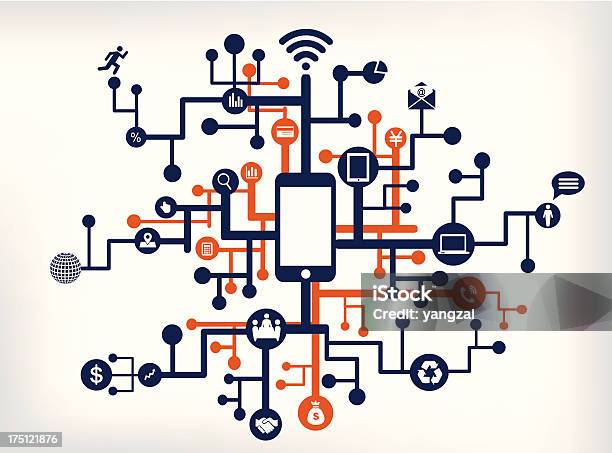 Коммуникационных Сети — стоковая векторная графика и другие изображения на тему Беспроводная технология - Беспроводная технология, Бизнес, Блокнот