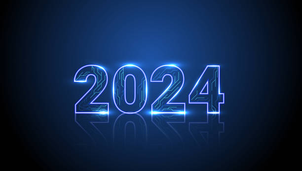 istock Happy New Year vector holiday in technology sci fi circuit design innovation concept. 3D 2024 date number holiday greeting card. Futuristic web banner template. 1751224696