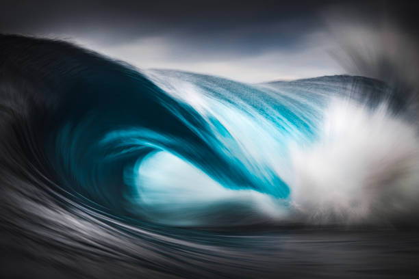 istock Motion blur of abstract curling blue ocean wave 1751230647