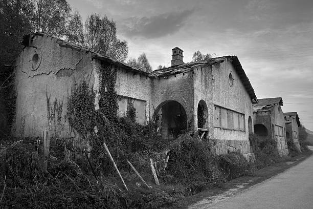 istock Group of spooky abandoned houses 175123536