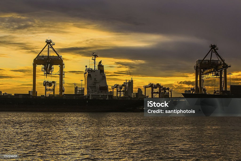 Container Cargo Fracht versenden - Lizenzfrei Abenddämmerung Stock-Foto