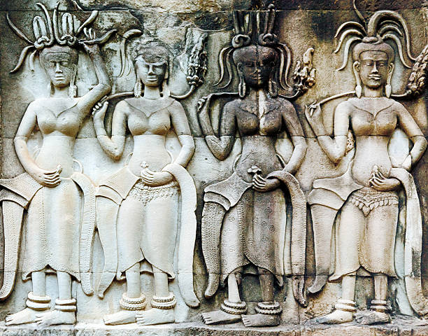 アプサラ天女の舞の彫刻アンコールワットカンボジア - アジア大陸の