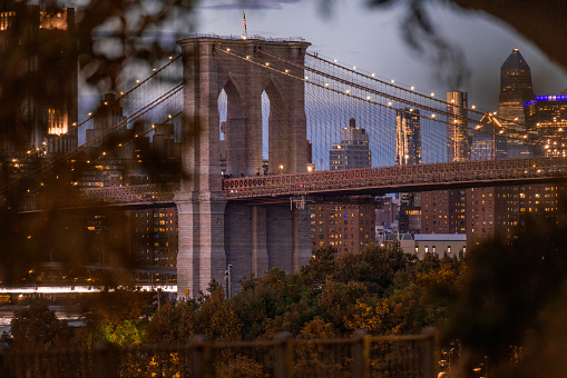 The Brooklyn Bridge, shot from the Brooklyn Promenade in October