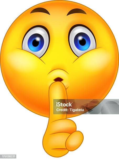 Emoticon Cartoon Making Silence Sign Stock Illustration - Download Image Now - Finger on Lips, Silence, Emoticon