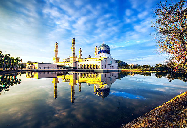 Mosque shone ray sunrise stock photo