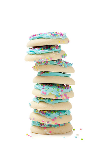 istock Stack of blue sugar cookies on a white background 175128890