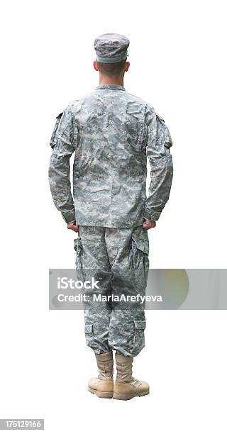 Nas Żołnierz W Uwagi Pozycji Na Białym Backgr - zdjęcia stockowe i więcej obrazów Siły zbrojne - Siły zbrojne, Od tyłu, USA