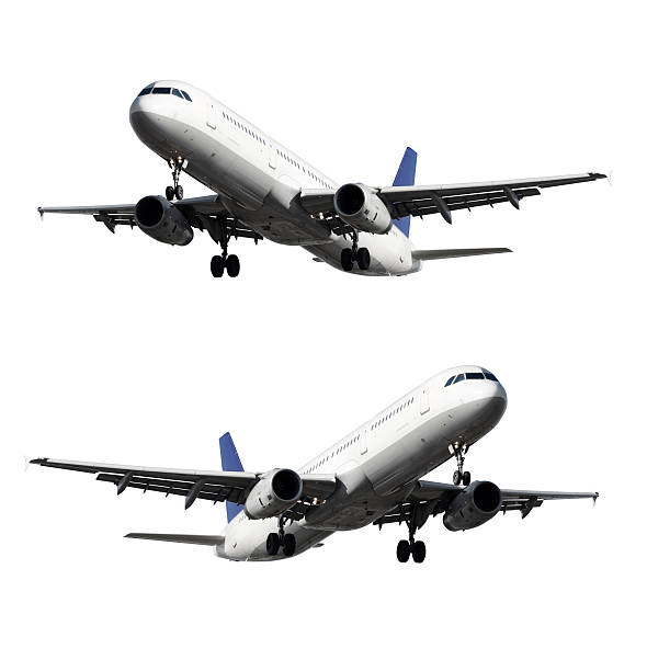 istock Airplane, landing approach, isolated on white 175129341