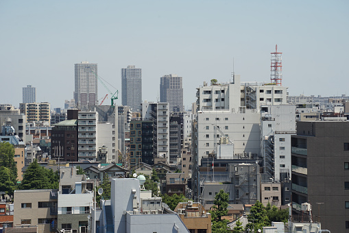 The scenery around Asakusa city center in Tokyo, Japan