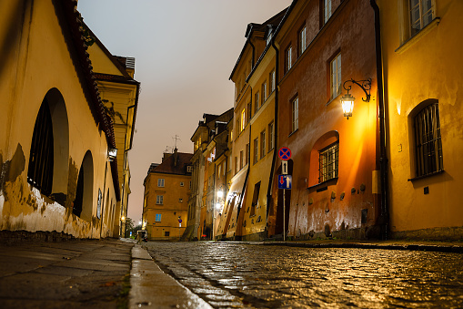 Street in Old Town of Warsaw, Night