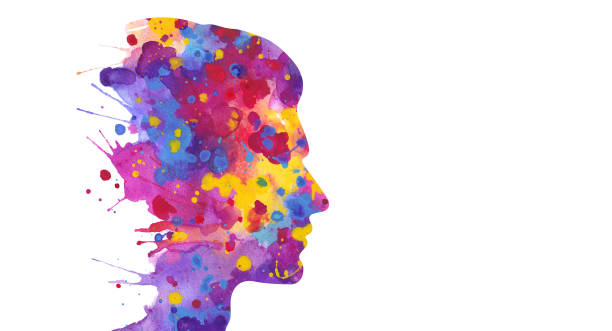 istock Illustration of human head silhouette with abstract watercolor splashes 1751326288