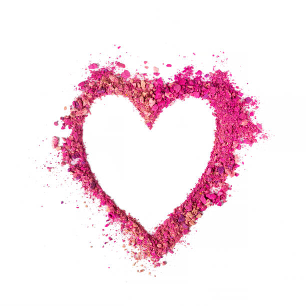 istock Sample of pink lilac blush, heart shaped eye shadow. 1751330825