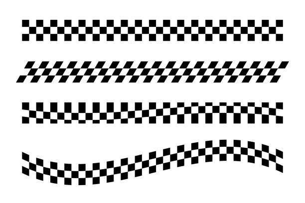 bildbanksillustrationer, clip art samt tecknat material och ikoner med black and white checker pattern vector illustration set. abstract checkered chessboard or checkerboard for game, grid with geometric square shape, race or rally flag and mosaic floor tile - rutig