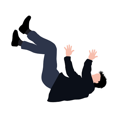 Falling man, illustration of man falling from the sky, man falling down