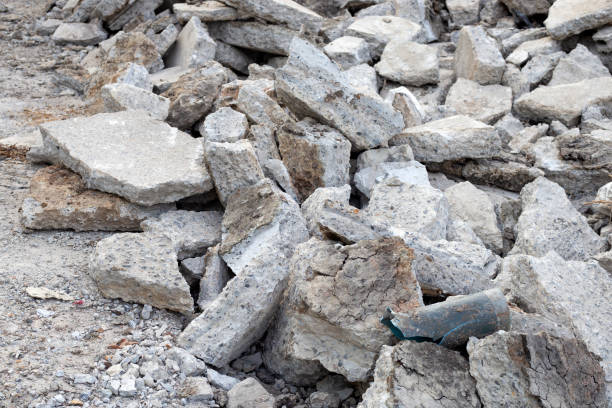 istock Piles of rubble after house demolition 1751381663