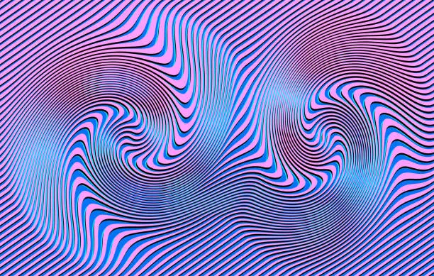 Vector illustration of Concentric rippled spinning lines background with Glitch Technique