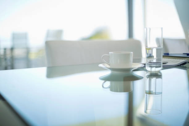 istock Coffee cup and water glass on meeting table 175138591