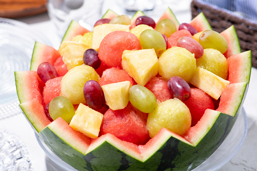 Overflowing Fruit Medley with Hollowed Watermelon Shell