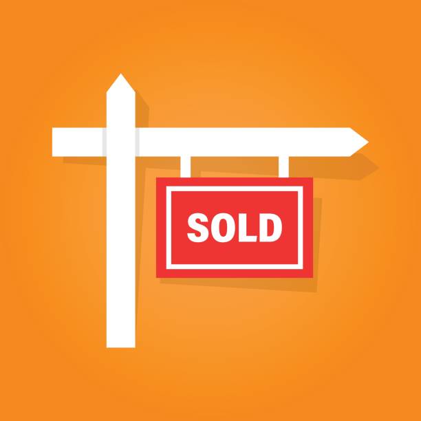 istock Real estate banner icon in flat style. Sale label vector illustration on isolated background. Sold sign business concept. 1751482735