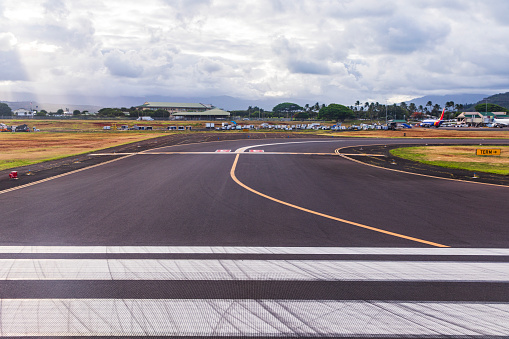 Airport runway with markings