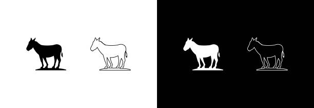 ilustraciones, imágenes clip art, dibujos animados e iconos de stock de icono de burro. - mulish