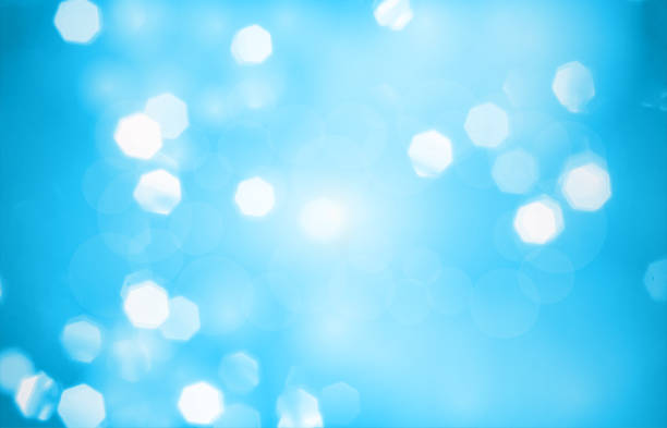 ilustrações, clipart, desenhos animados e ícones de fundos vetoriais horizontais brilhantes brilhantes vazios em gradiente brilhante azul claro brilhante com bolha ou lente flare por toda parte como luzes bokeh para natal, ano novo, aniversário e celebrações diwali - lens flare hexagon backgrounds blue