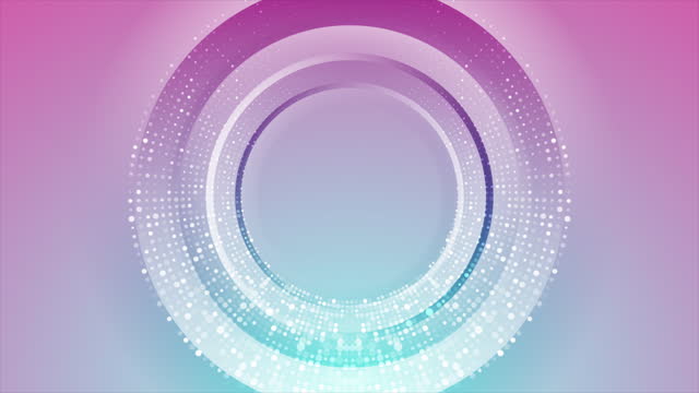 Bright blue pink geometric glossy circles abstract motion background