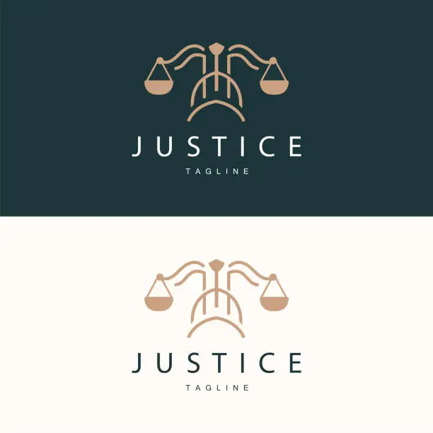 Vector illustration of Legal Justice Scales Design With Simple Line Model For Company Brands