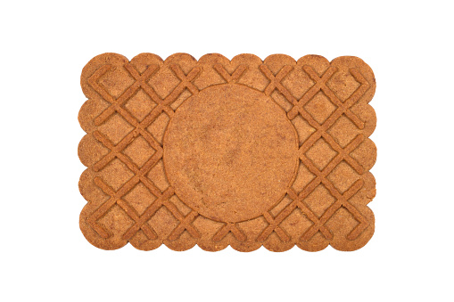 Sweet brown cookies with a rectangular shape. Close-up of cookies.