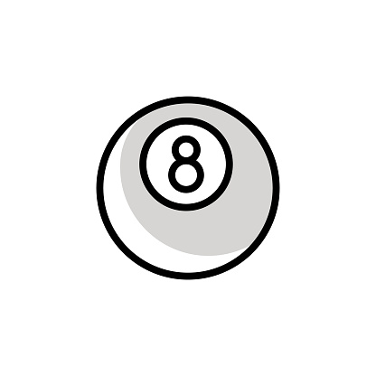 Eight Ball Poll Line Icon Design with Editable Stroke. Suitable for Web Page, Mobile App, UI, UX and GUI design.