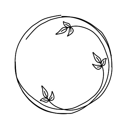 Circle floral wreath. Wedding round botanical frame with leaves. Vector flower decorative laurel