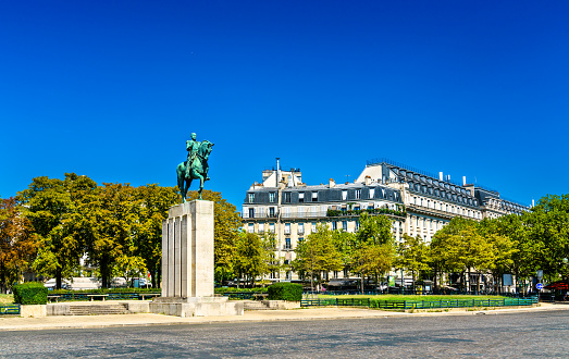 Equestrian statue of Marshal Ferdinand Foch on Place de Trocadero in Paris, France