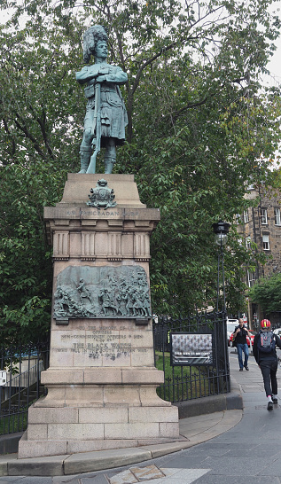 Edinburgh, UK - September 15, 2023: Black Watch memorial by sculptor William Birnie Rhind circa 1910