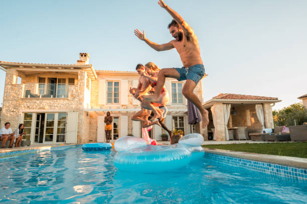 istock Poolside Cannonball at the Villa 1751653284