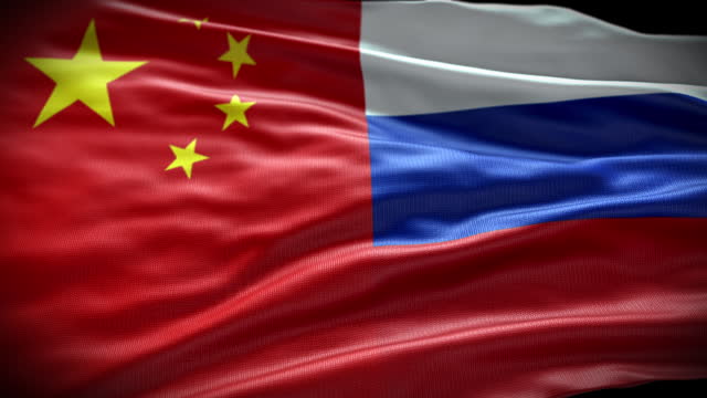 Conflict, flags of China and Russia