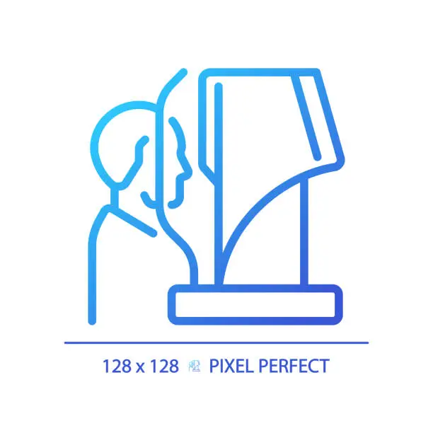 Vector illustration of 2D thin linear gradient computerized eye testing icon