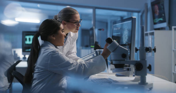 istock Science, microscope or team with a doctor and student in a laboratory for research or innovation. Collaboration, technology or experiment with a scientist and young intern in a lab for development 1751659716