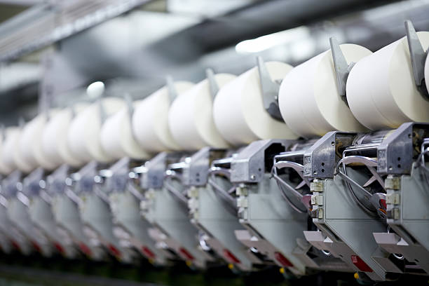 fio máquina de spinning - textile industry textile textile factory machine - fotografias e filmes do acervo
