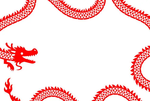 Vector illustration of Chinese style red dragon frame illustration