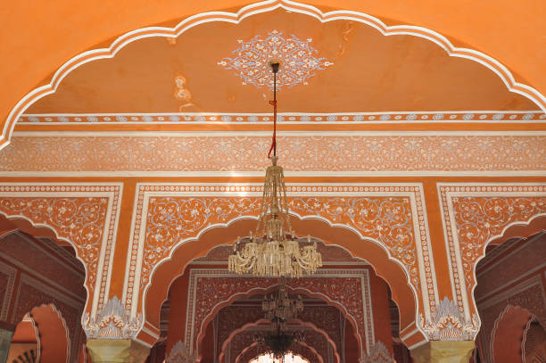 Interior of an ancient fort in Jaipur, India. Jaipur is the capital and largest city (in terms of size) of the Indian state of Rajasthan in Northern India.