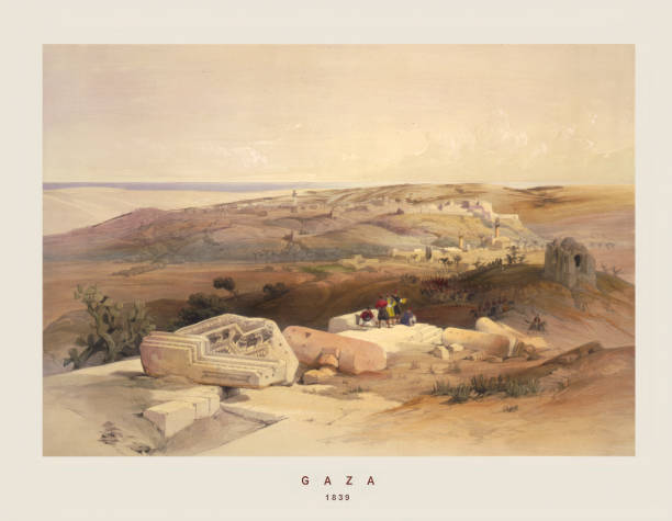 illustrations, cliparts, dessins animés et icônes de gaza, palestine - engraving engraved image coastline illustration and painting