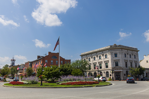 Lincoln square on a sunny day in Gettysburg, Pennsylvania, USA