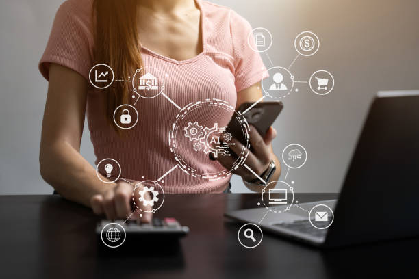 istock Digital transformation technology strategy, Person using laptop, tablet and smartphone with of things. transformation of ideas and the adoption. 1751682828