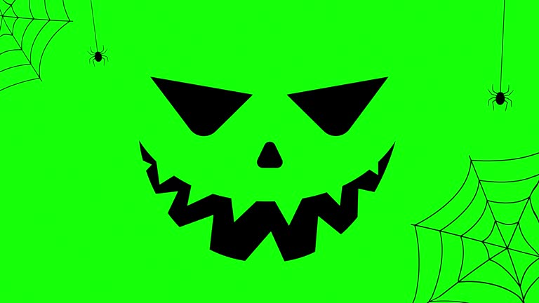 Halloween background animation with net, trees and spider. Scary night of Halloween animation stock video