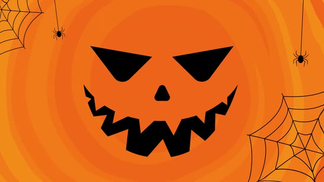 Halloween background animation with net, trees and spider. Scary night of Halloween animation stock video